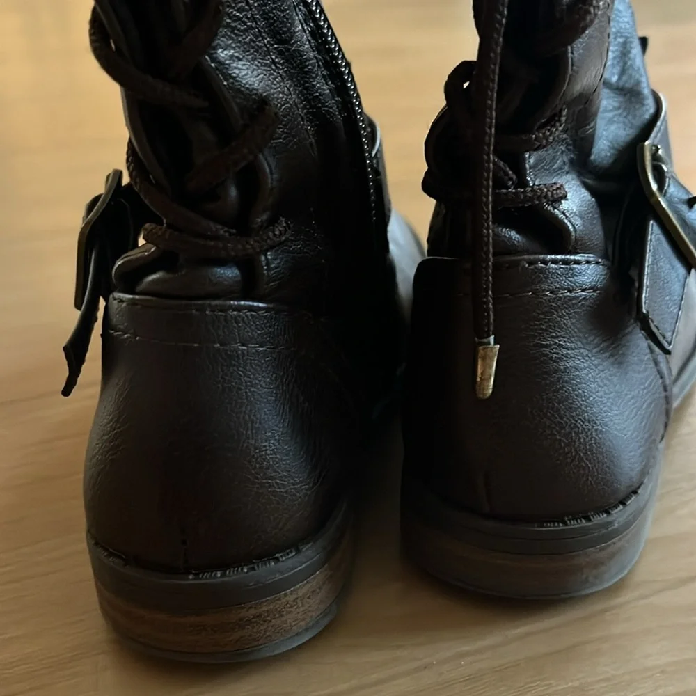 GIRLS BROWN WESTERN STYLE BOOTS SIZE 12 KNEE LEGNTH